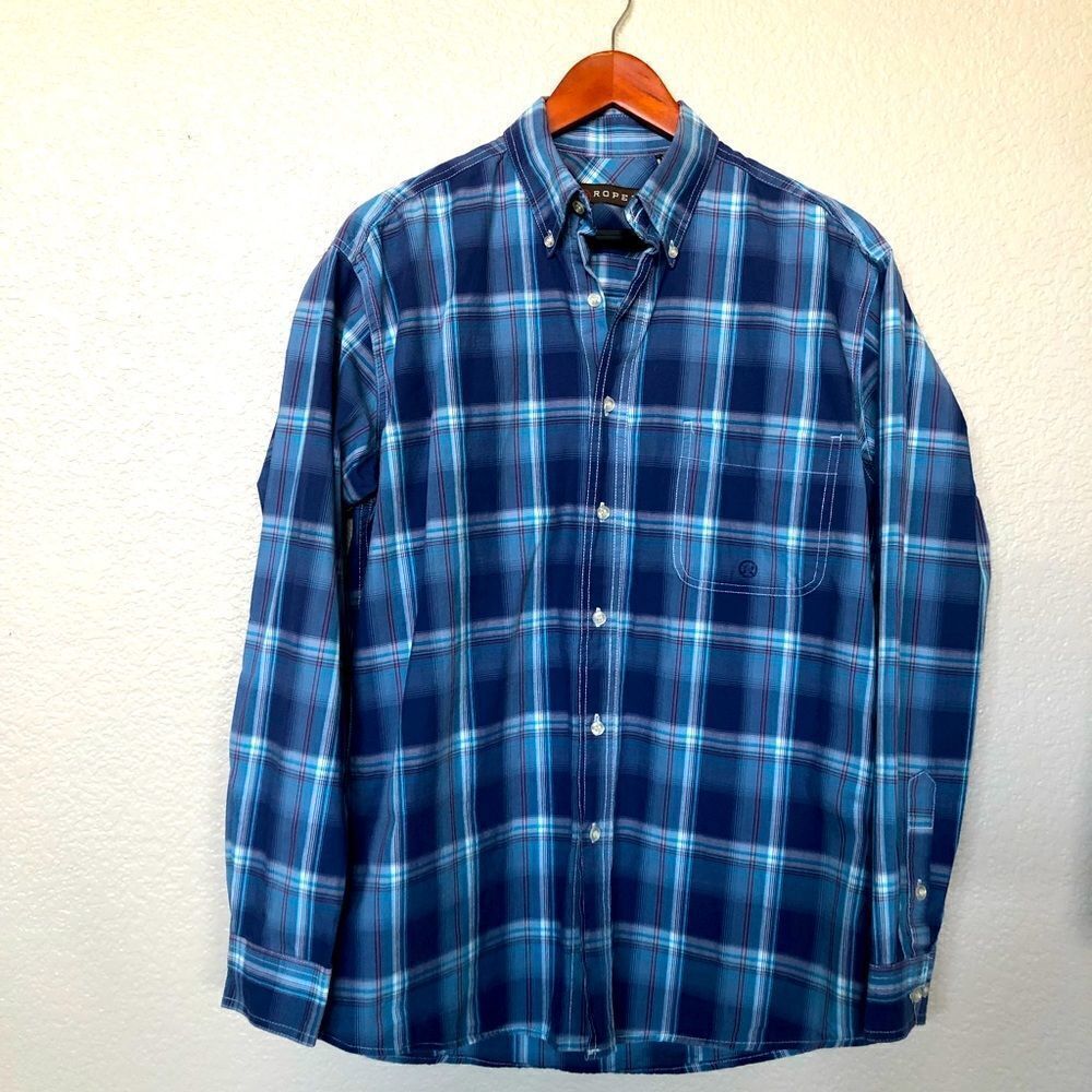 Men’s Roper Western Plaid Button Down Shirt S